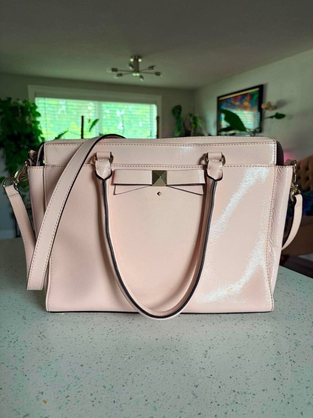 Kate Spade New York Blush Pink Bow Satchel Crossbody Purse